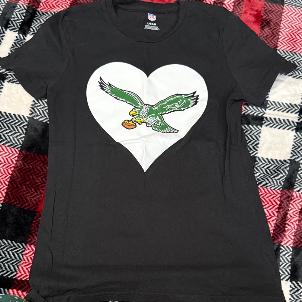 NFL Black Tee with Eagles Heart Design